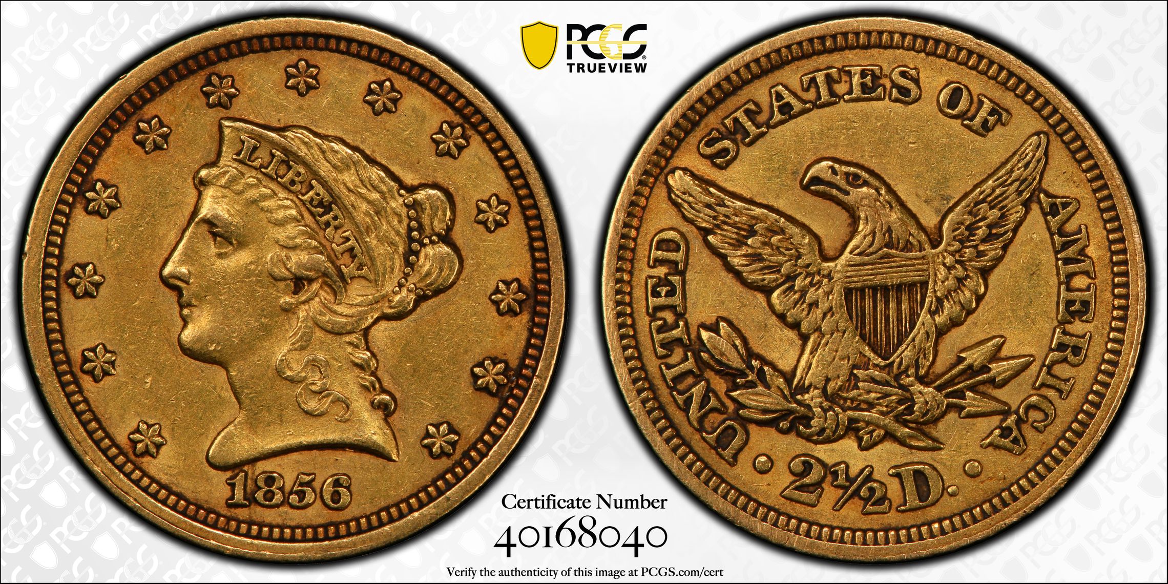 1856 $2.50 Gold AU50